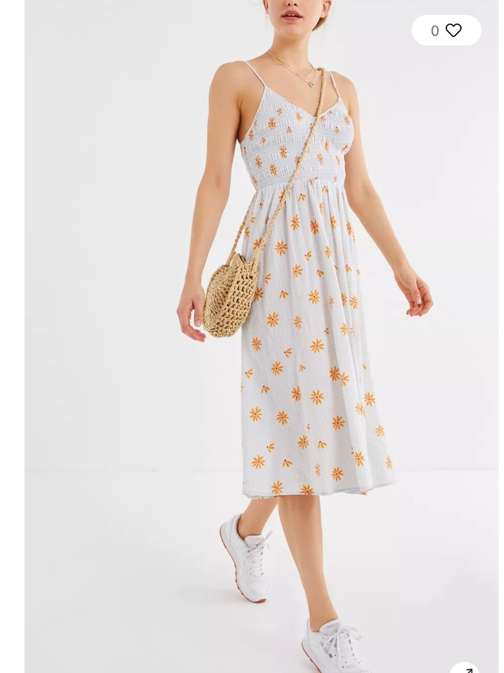 Urban Outfitters Smoked Ember White Maxi Dress with Orange Floral Print Small